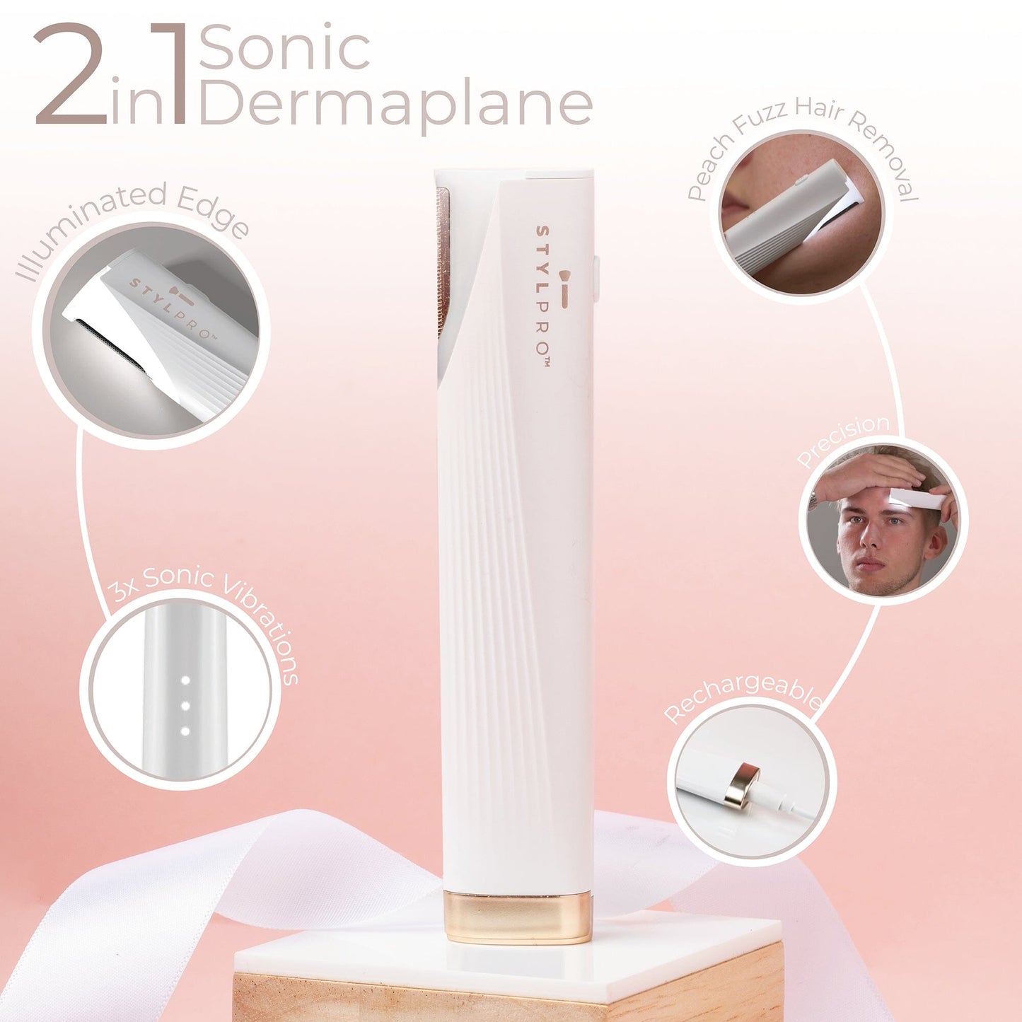 STYLPRO 2-in-1 Light Up Sonic Dermaplane & Trimmer